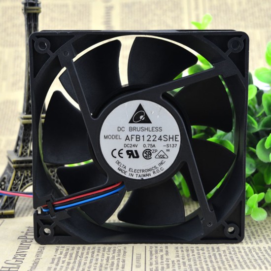 Delta AFB1224SHE 12038 120mm 12cm DC 24V 0.75A 3 lines server inverter axial cooling fan Delta AFB1224SHE 12038 120mm 12cm DC 24V 0.75A 3 lines server inverter axial cooling fan