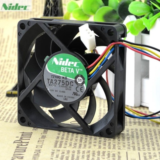 Nidec TA275DC C35598-35 GFOX 7cm 12V 0.48A four-wire pwm axial fan Nidec TA275DC C35598-35 GFOX 7cm 12V 0.48A four-wire pwm axial fan
