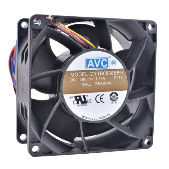 AVC DYTB0838B8G DC48V 1.00A Double ball bearing 4-wire server cooling fan AVC DYTB0838B8G DC48V 1.00A Double ball bearing 4-wire server cooling fan