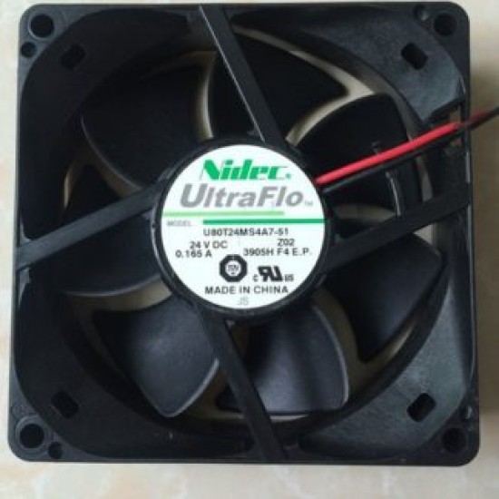 Nidec U80T24MS4A7-51 80*80*25mm 24V 0.165A 8CM cooling fan Nidec U80T24MS4A7-51 80*80*25mm 24V 0.165A 8CM cooling fan