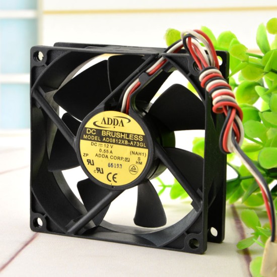 ADDA AD0812XB-A73GL 12V 0.55A 8CM 3-wire Chassis Cooling Fan ADDA AD0812XB-A73GL 12V 0.55A 8CM 3-wire Chassis Cooling Fan
