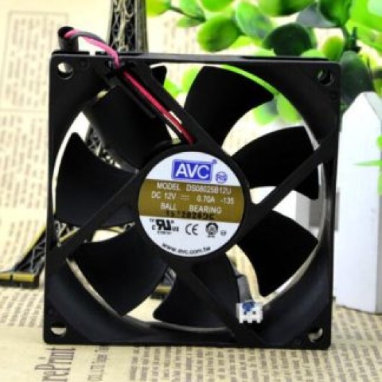 AVC DS08025B12U 8CM DC12V 0.70A  2-wire double ball cooling fan