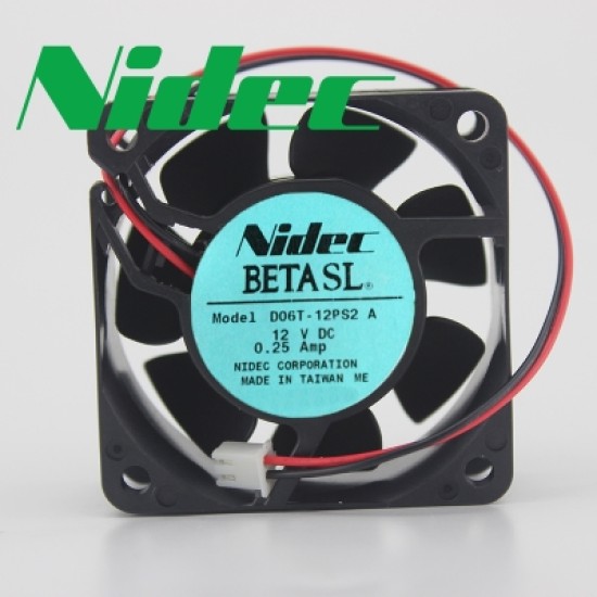 Nidec D06T-12PS2 DC12V 0.25A 6CM dual ball bearing cooling fan Nidec D06T-12PS2 DC12V 0.25A 6CM dual ball bearing cooling fan