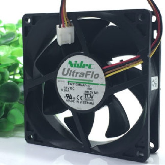 Nidec T92T12MUA7-57 12V 0.25A 4-wire temperature controlled mute fan Nidec T92T12MUA7-57 12V 0.25A 4-wire temperature controlled mute fan