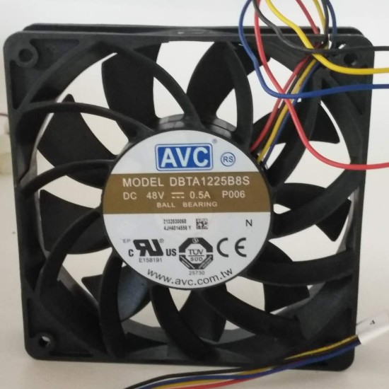 AVC DBTA1225B8S P006 DC48V 0.5A 4-wire 120x120x25mm Cooling Fan AVC DBTA1225B8S P006 DC48V 0.5A 4-wire 120x120x25mm Cooling Fan